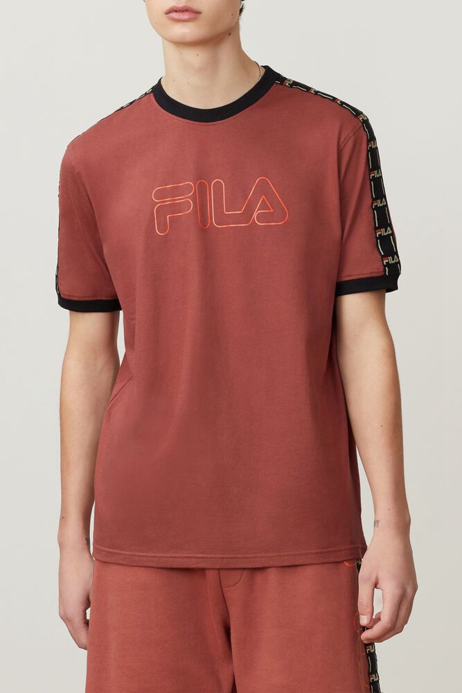 Fila T-Shirt Mens Red Thebe - Ireland 34687-ZQEH